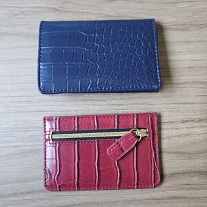 Croc Embossed Faux Leather Card Holder Wallets Bundle of 2